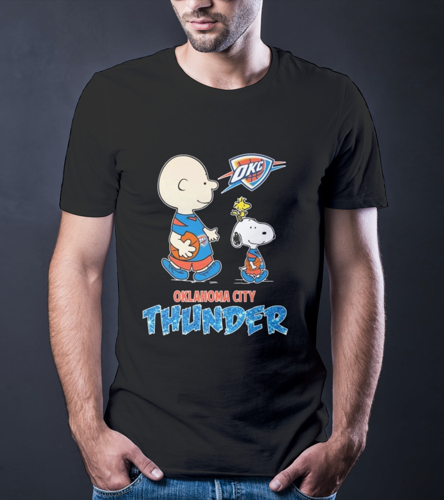 Oklahoma City Thunder Peanuts Snoopy 2025 OKC Basketball Woodstock T-Shirt