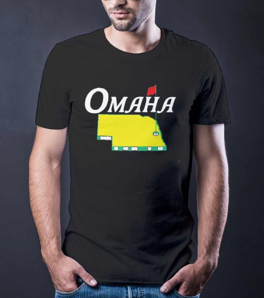 Omaha Nebraska Masters Golf State Map With Pin Flag T-Shirt