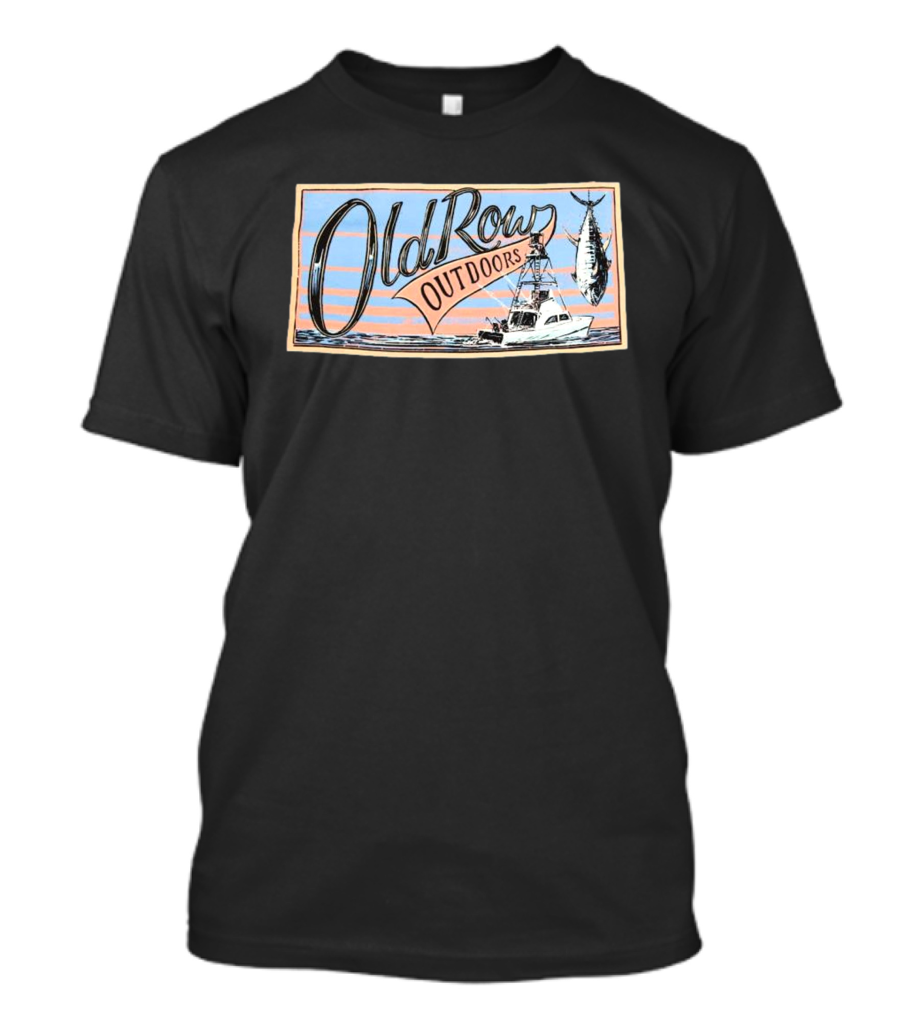 Old Row Outdoors Fishing Adventure With Boat And Catch T-Shirt