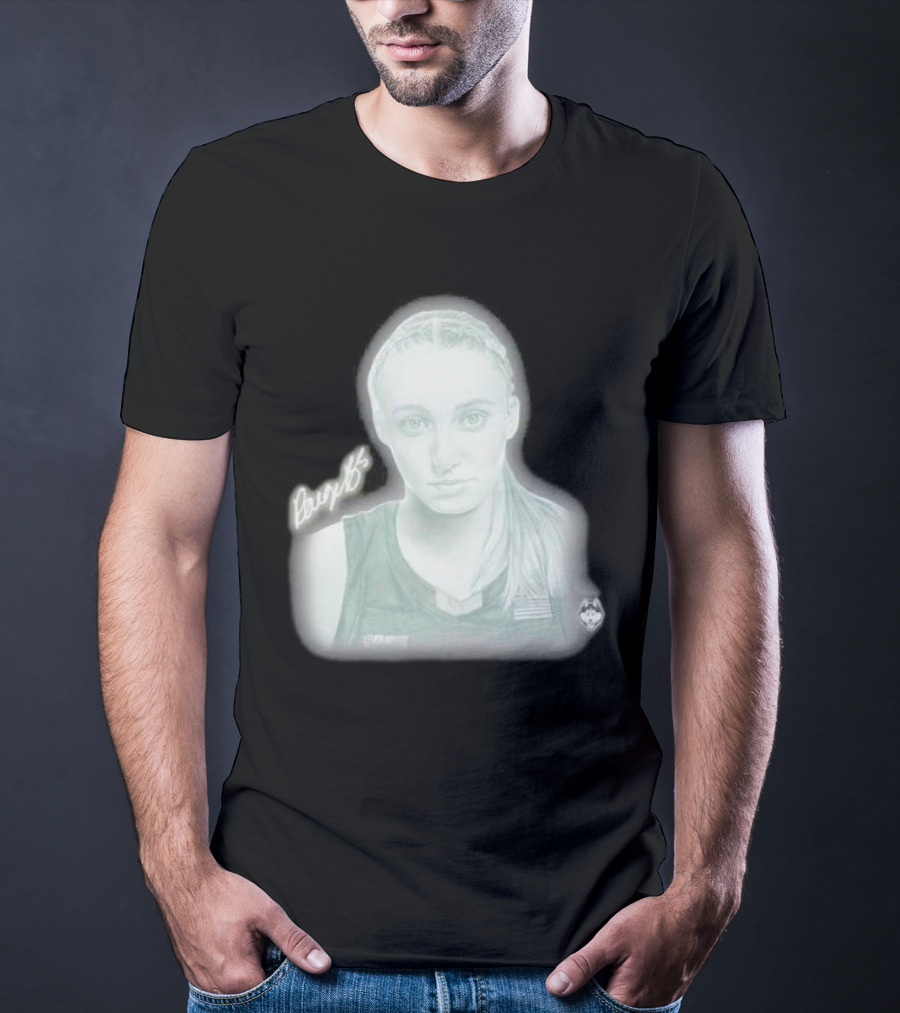 Paige Bueckers UConn Huskies Signature Pencil Drawing With USA Flag T-Shirt