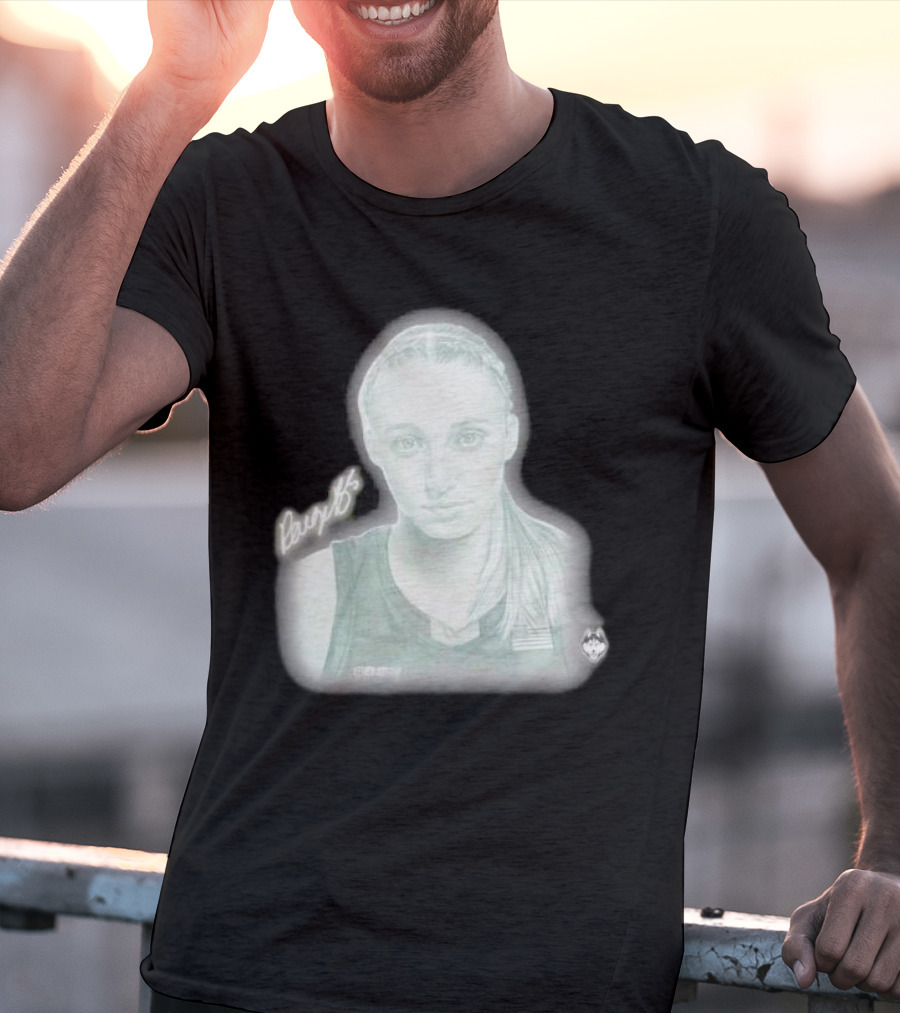 Paige Bueckers UConn Huskies Signature Pencil Drawing With USA Flag T-Shirt