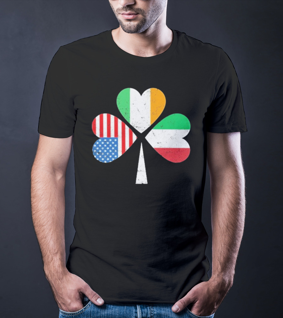 PatrickS Day Clover Ireland USA Italy Flag Trio T-Shirt