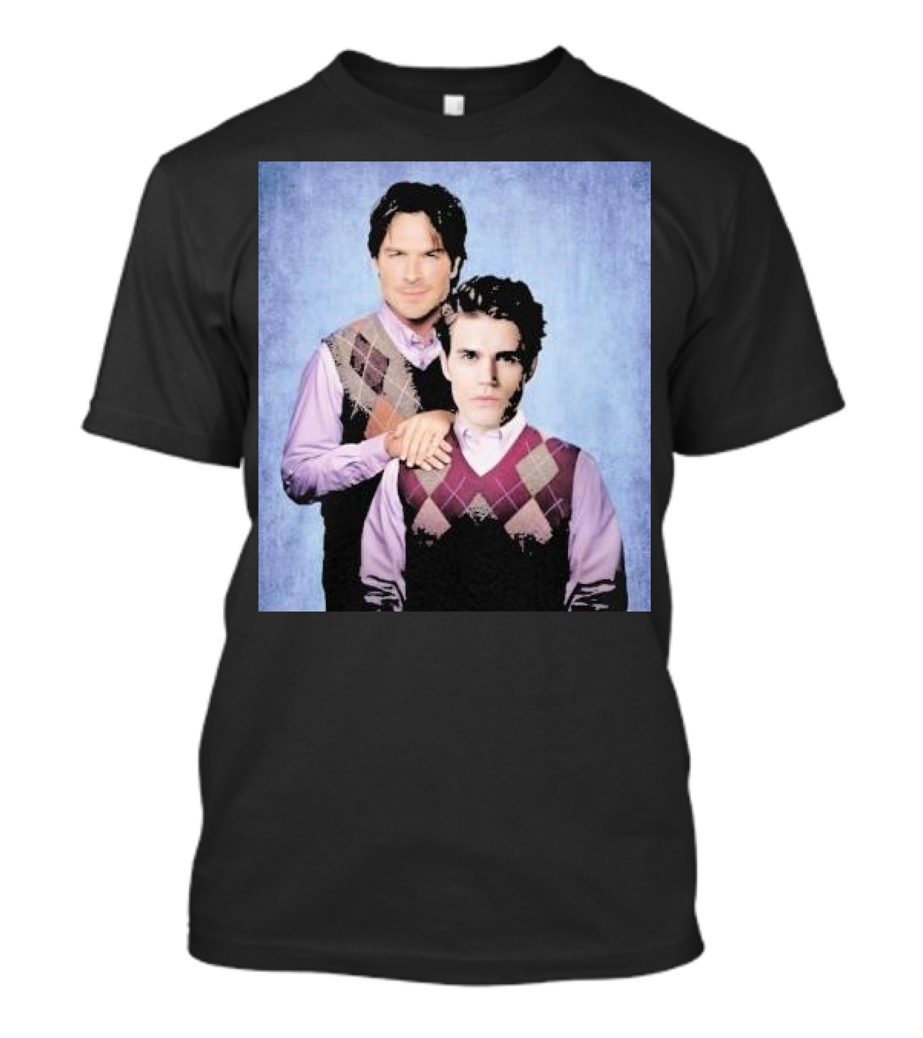 Paul Wesley Ian Somerhalder Argyle Sweater Parody T-Shirt