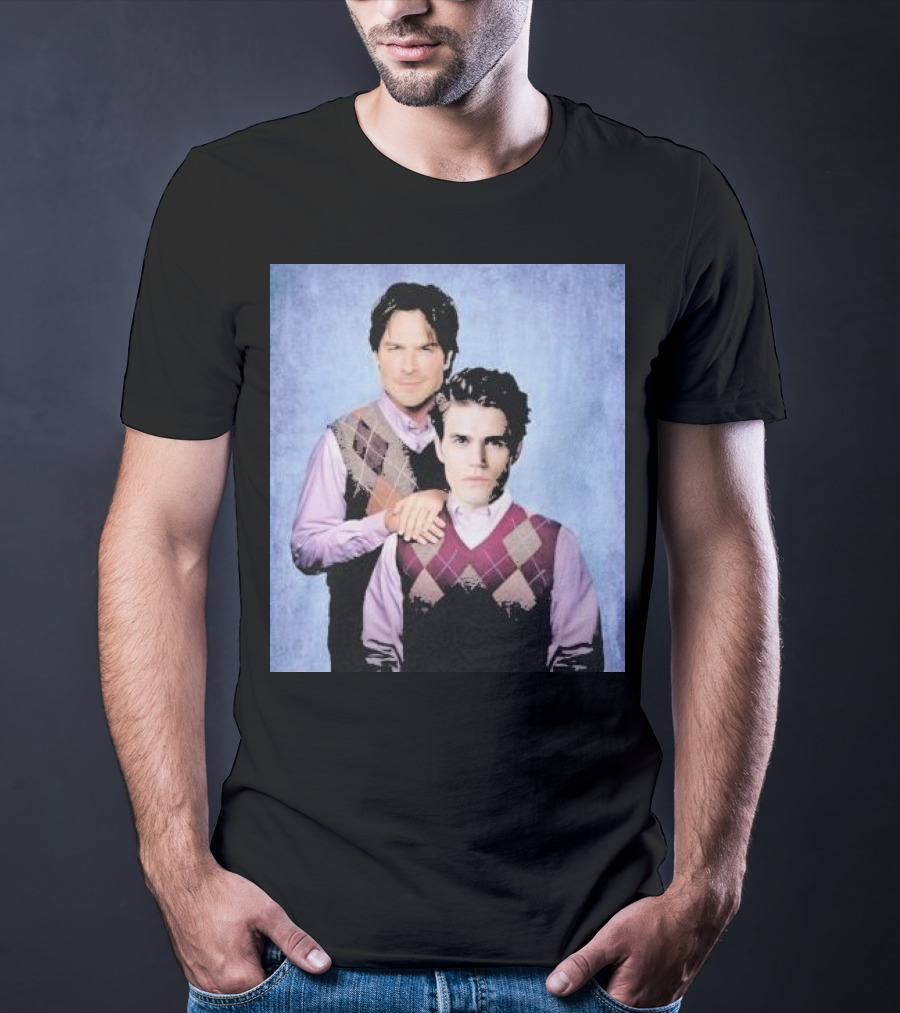 Paul Wesley Ian Somerhalder Argyle Sweater Parody T-Shirt