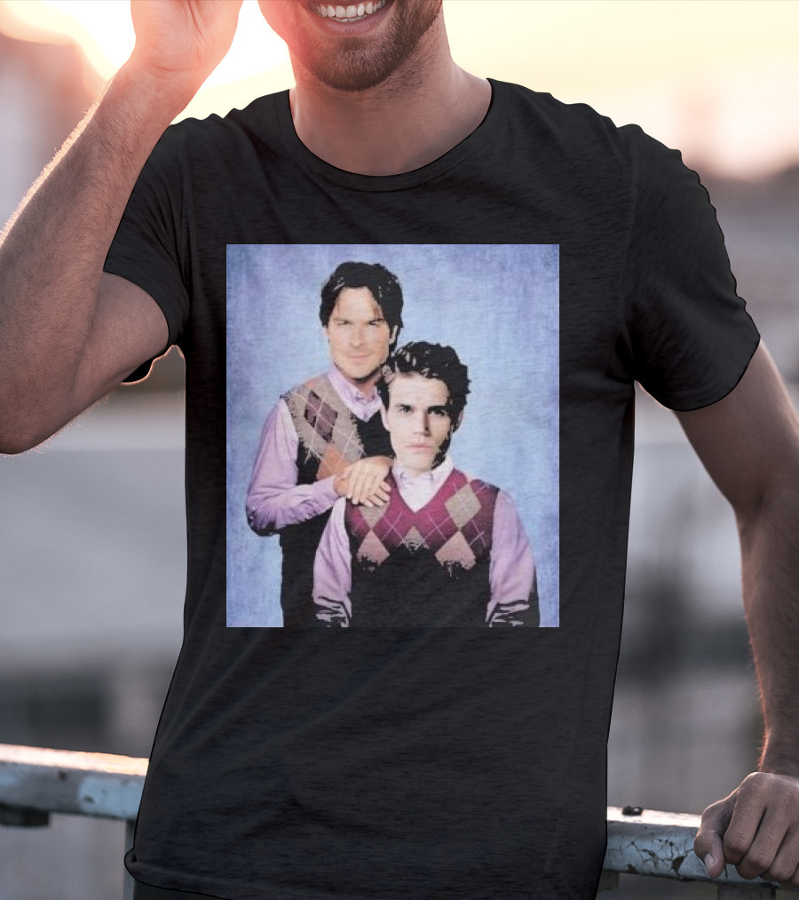 Paul Wesley Ian Somerhalder Argyle Sweater Parody T-Shirt
