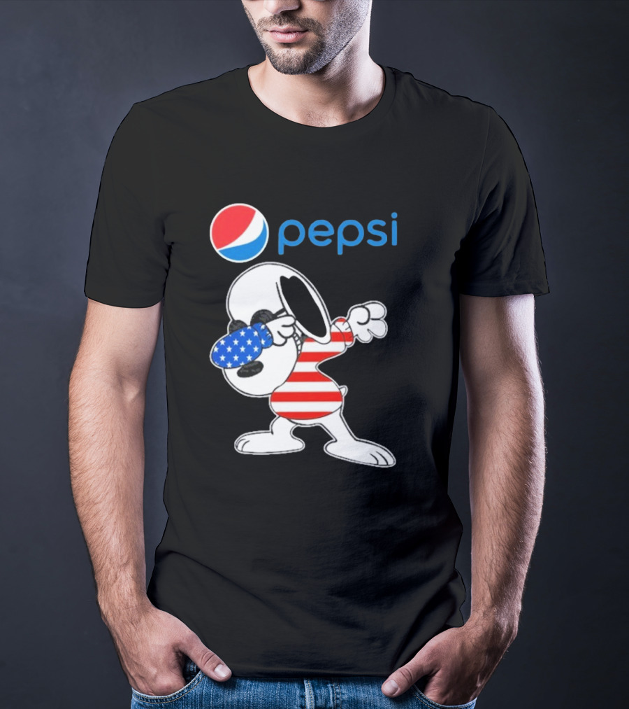 Pepsi Snoopy Dabbing American Flag USA T-Shirt