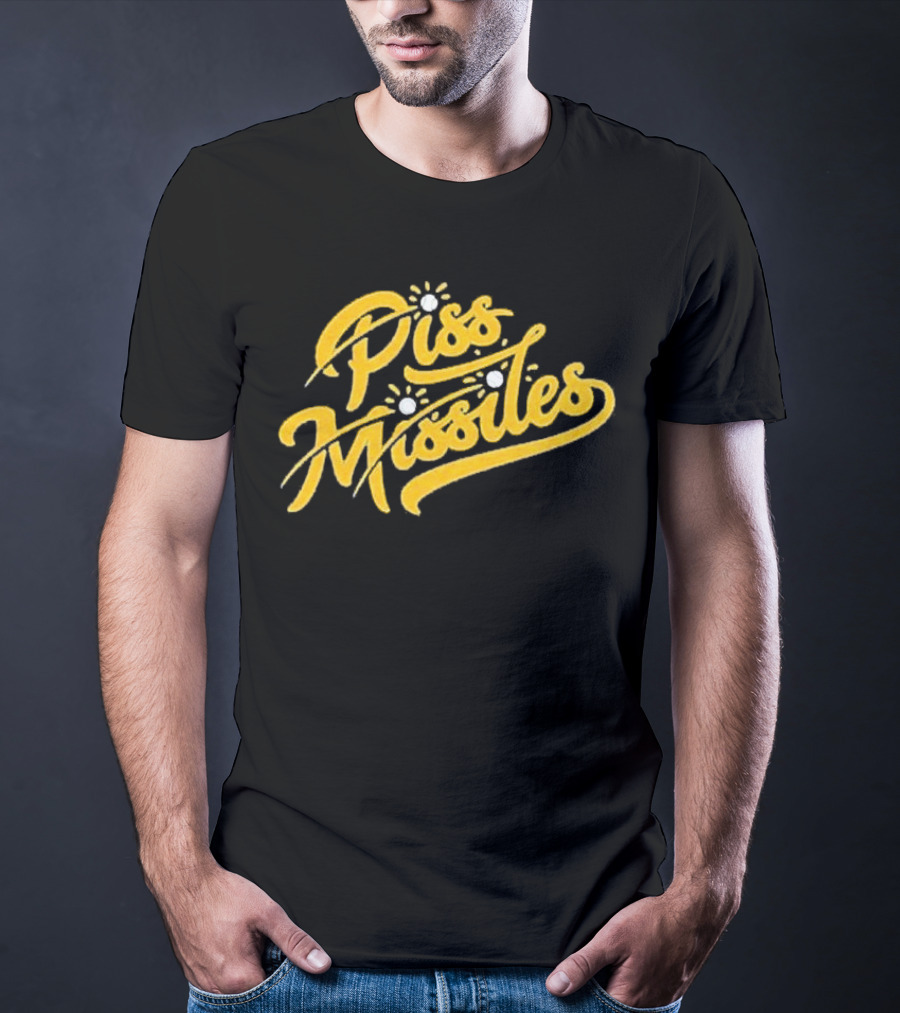 Piss Missiles Baseball Text Style With Splash Effects T-Shirt