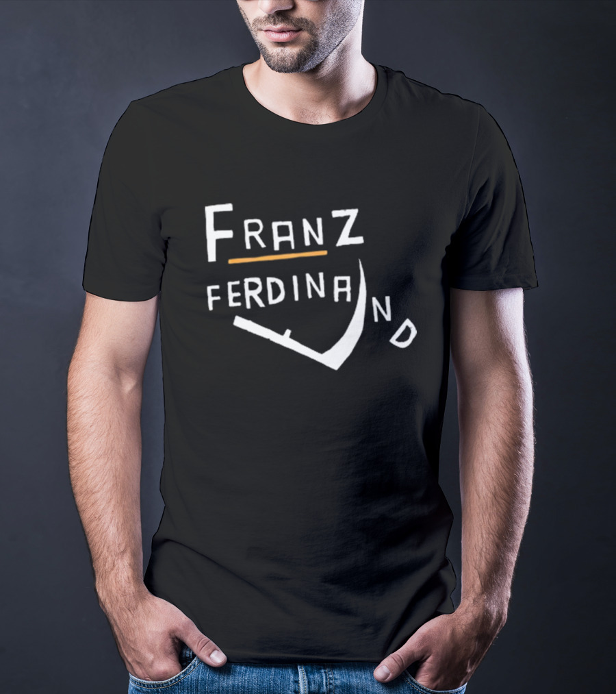 Franz Ferdinand Curved Text Design With Orange Line T-Shirt