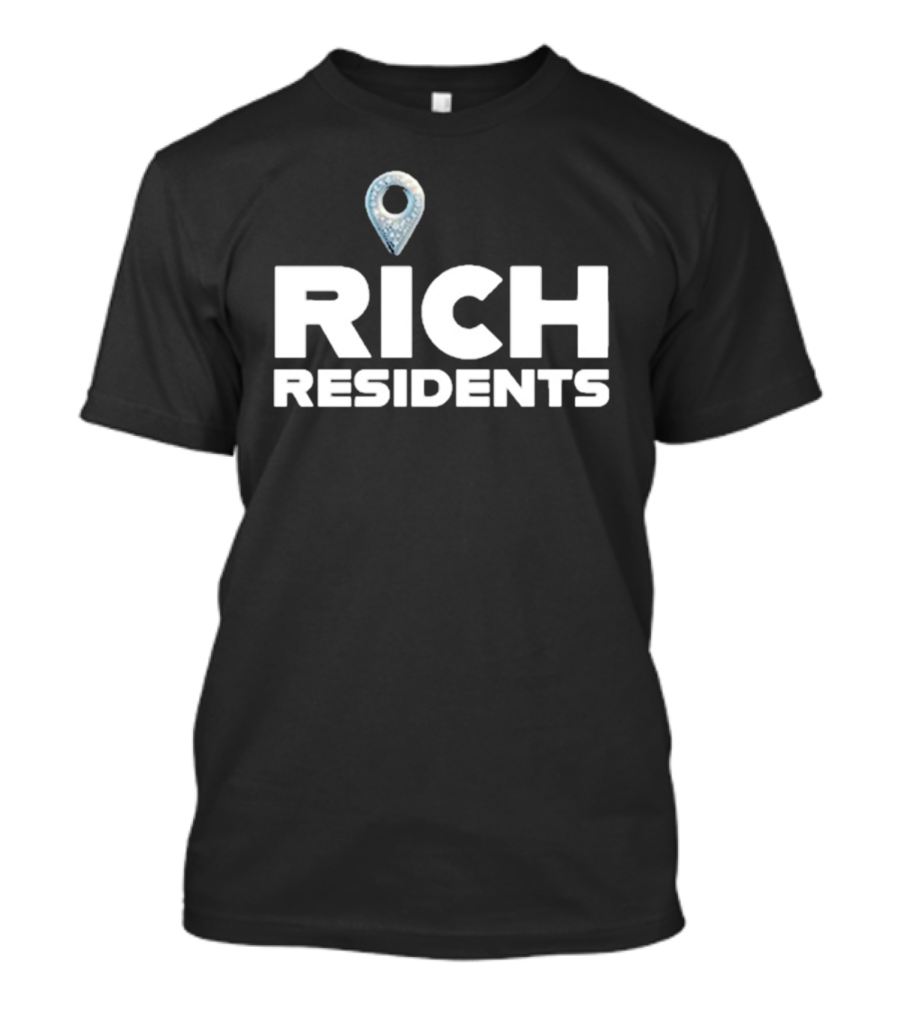 Rich Residents Oversized Diamond Map Pin T-Shirt