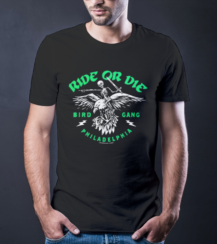 Ride Or Die Bird Gang Philadelphia Skeleton Eagle T-Shirt