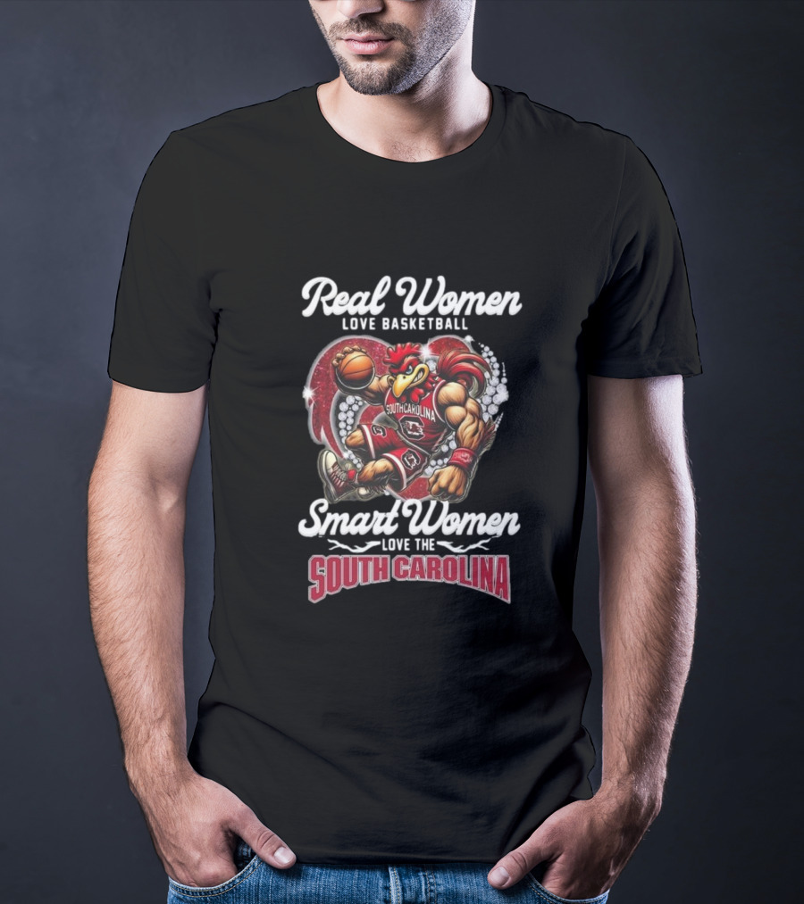Real Women Love Basketball Smart Women Love The South Carolina Gamecocks T-Shirt