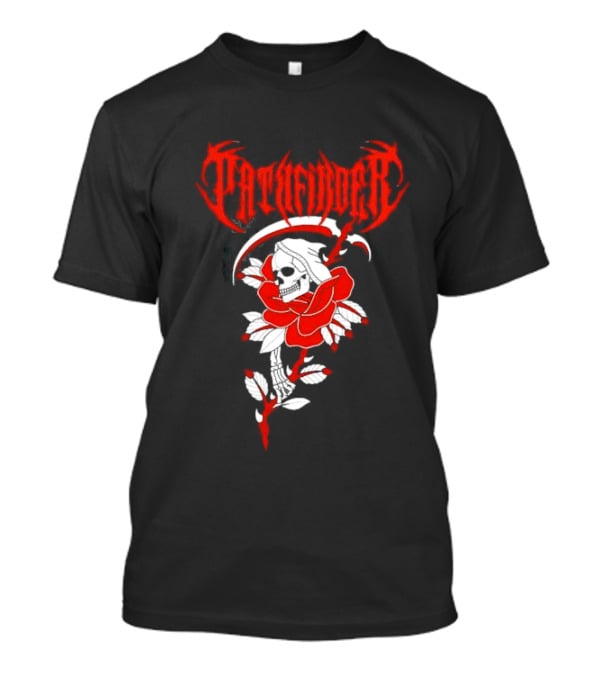 Reaper Skull With Scythe And Red Rose Gothic Aesthetic T-Shirt