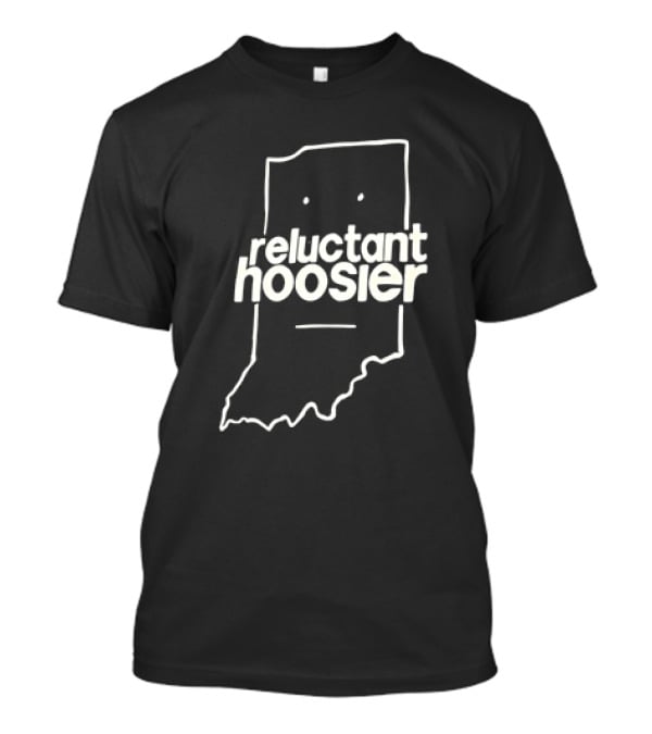 Reluctant Hoosier Indiana State Outline Face T-Shirt