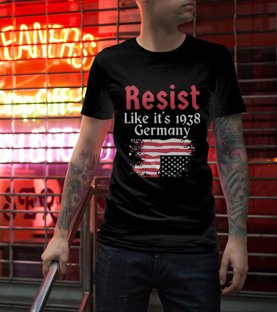 Resist Like It’s 1938 Germany American Flag Distress Style T-Shirt