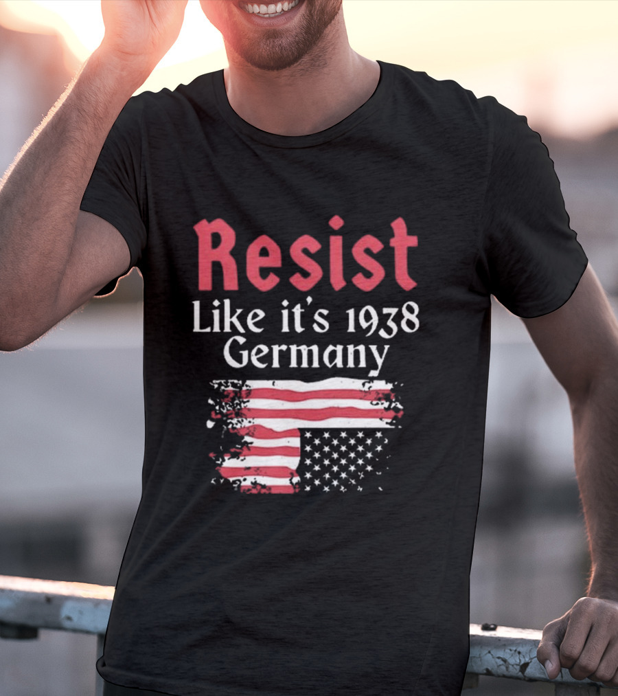 Resist Like It’s 1938 Germany American Flag Distress Style T-Shirt
