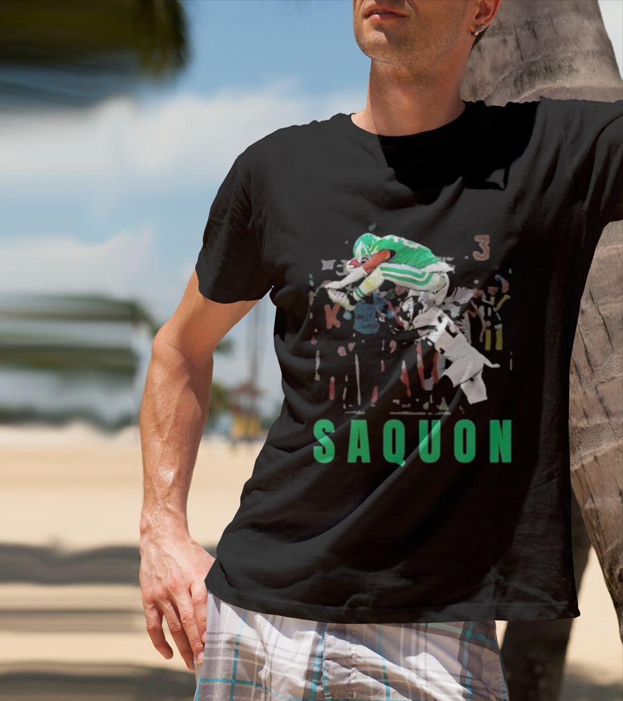 Saquon Reverse Hurdle Eagles Football Action T-Shirt