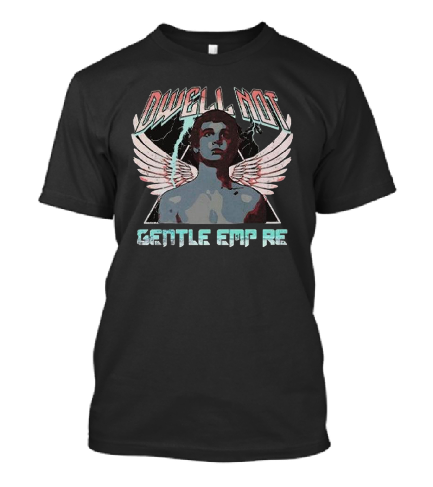 Dwell Not Gentle Empire Winged Figure With Lightning And Triangle Background T-Shirt
