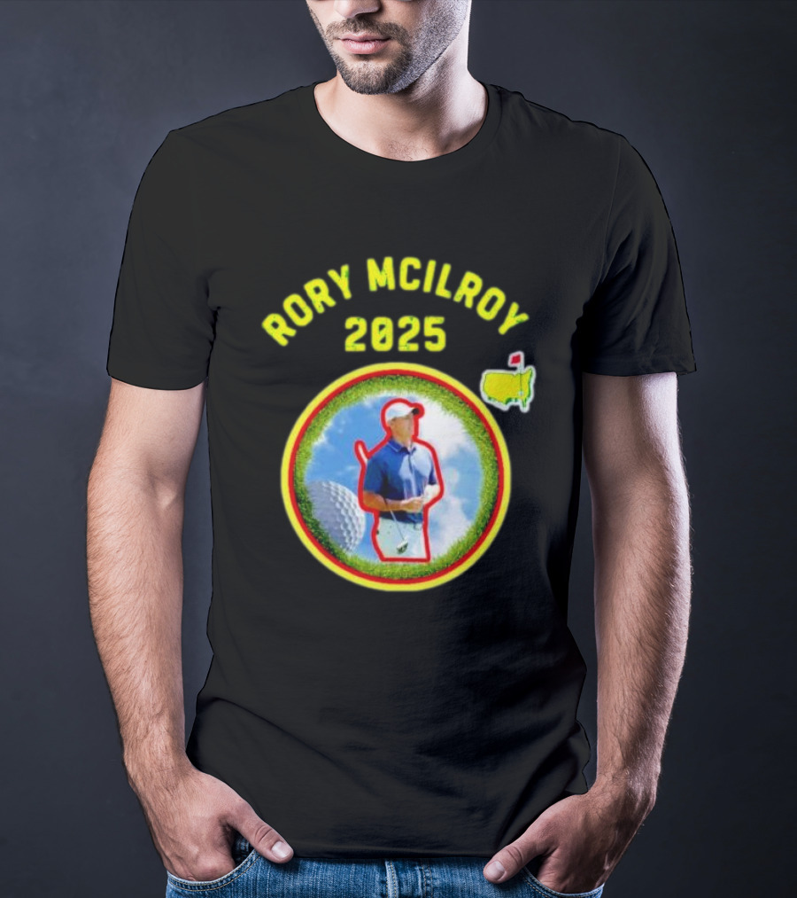 Rory McIlroy 2025 Masters Tournament Vintage Golf Circle Clouds Fairway T-Shirt
