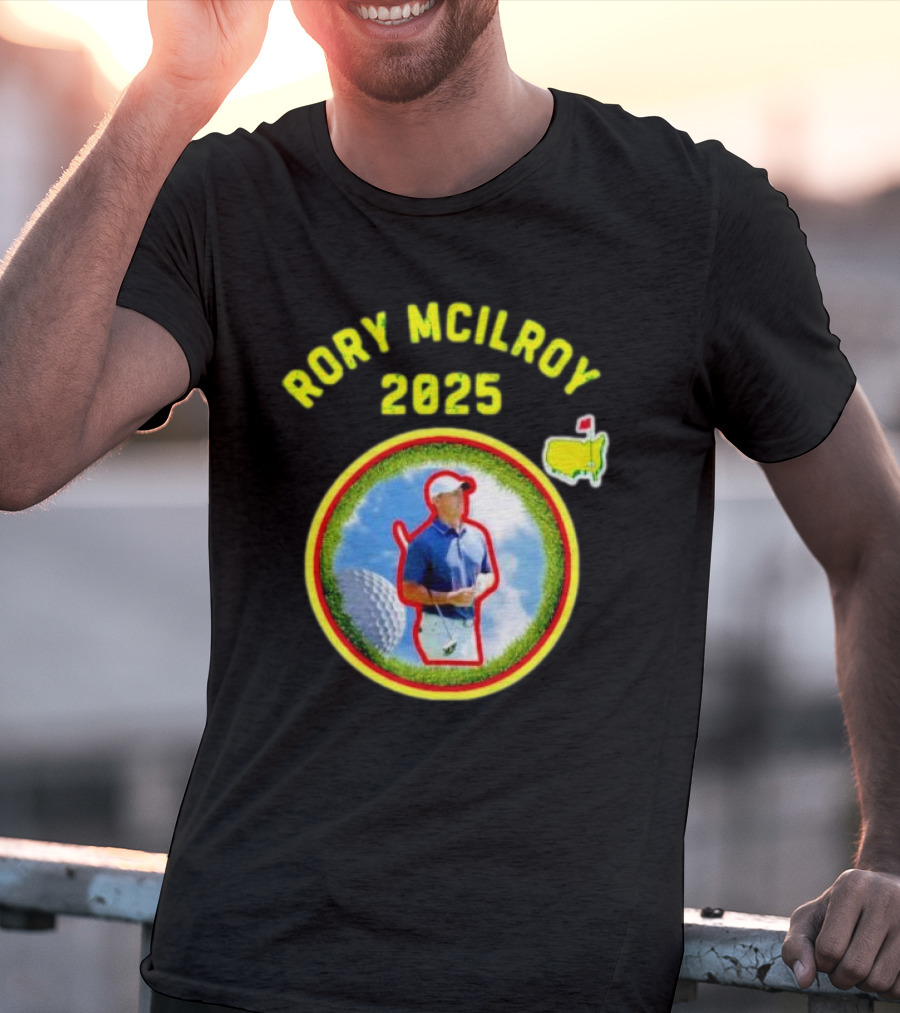 Rory McIlroy 2025 Masters Tournament Vintage Golf Circle Clouds Fairway T-Shirt