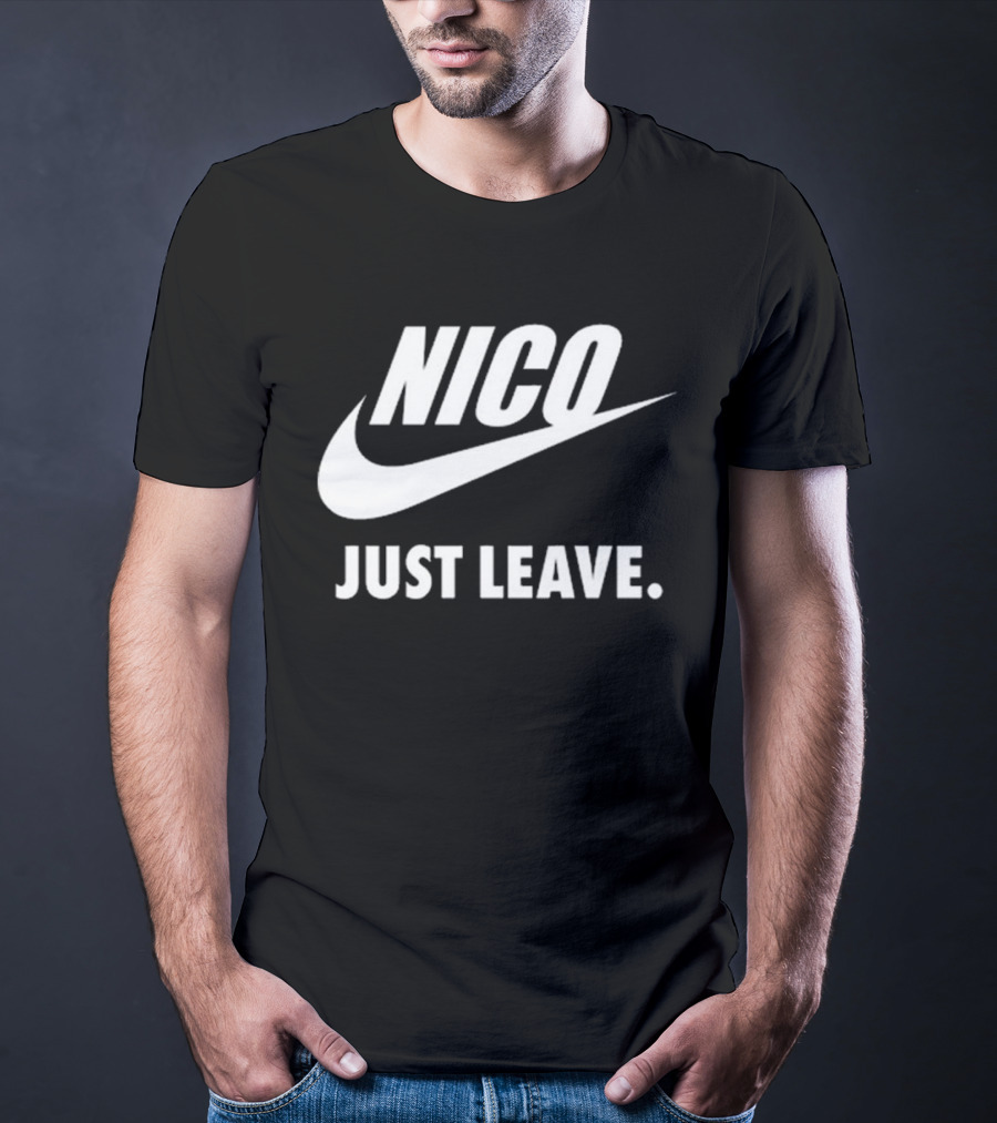 Nico Just Leave Swoosh Parody T-Shirt