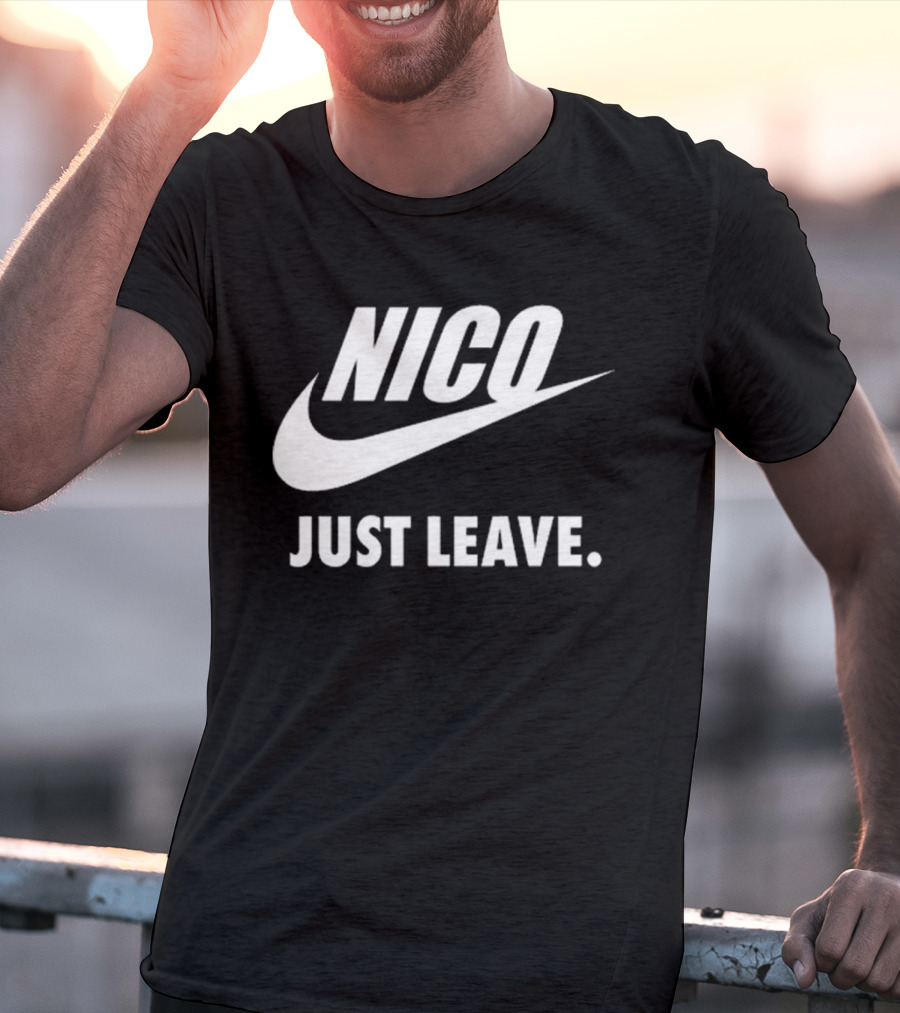 Nico Just Leave Swoosh Parody T-Shirt