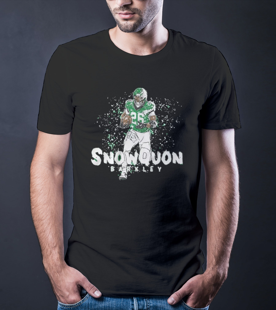 Snowquon Barkley 26 Football Player In Green And White Snow Effect T-Shirt