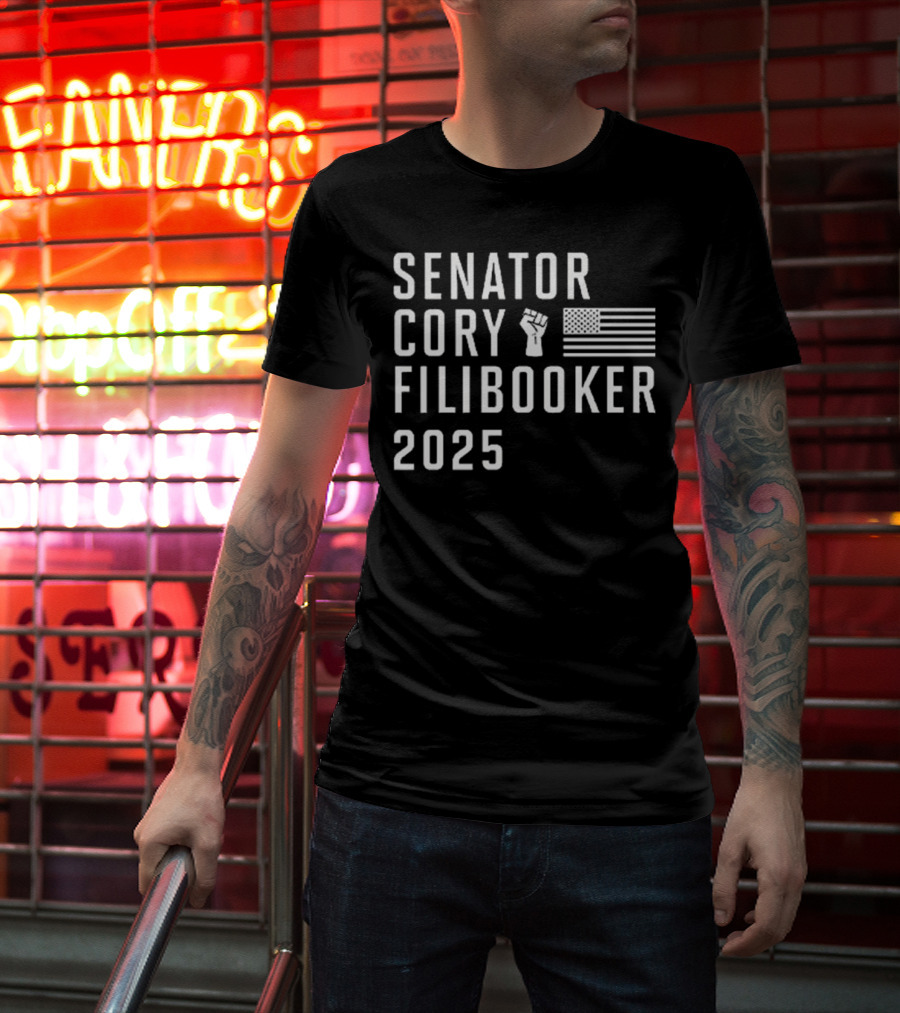Senator Cory Filibooker 2025 Fist Flag T-Shirt