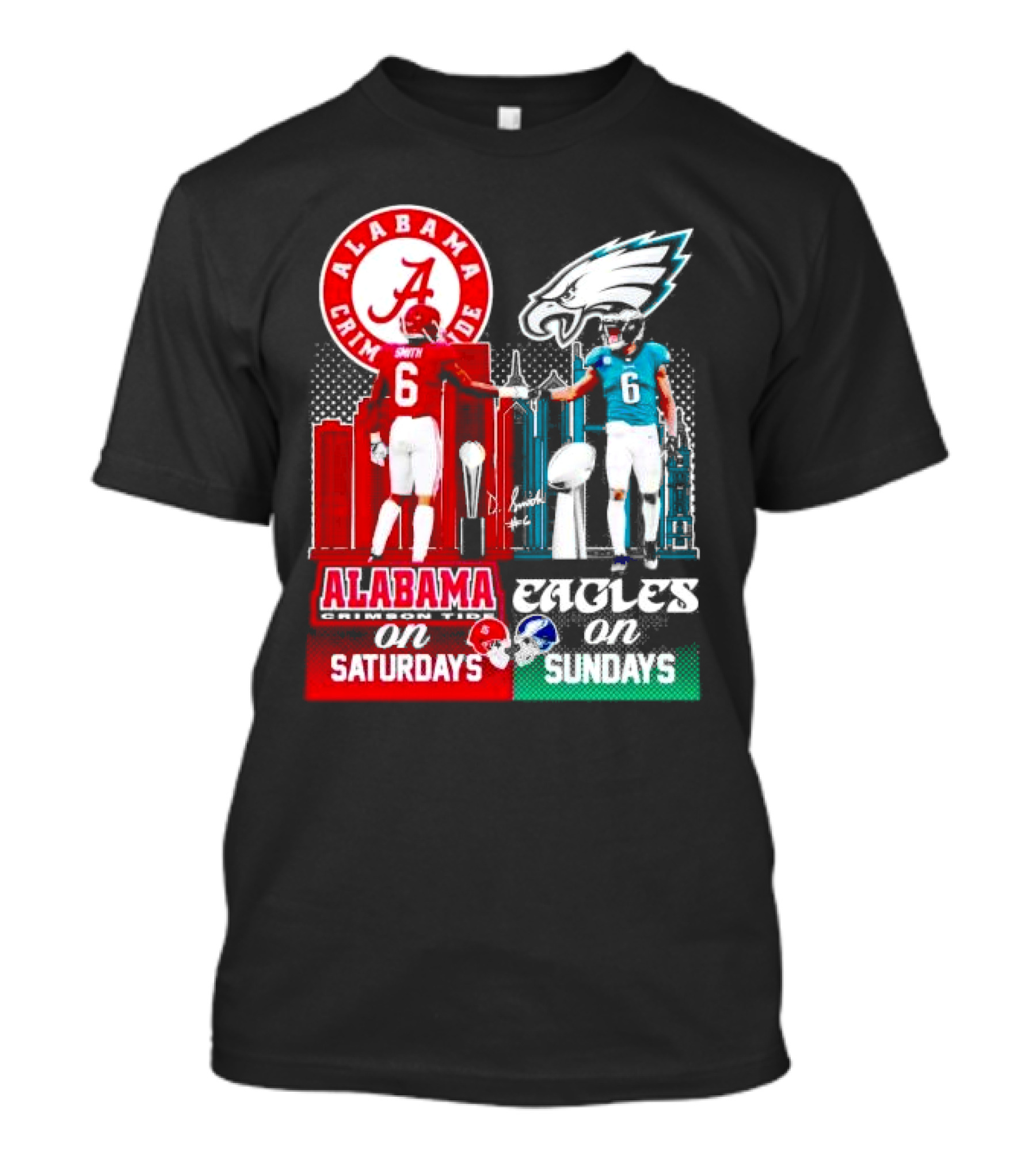 Alabama Crimson Tide Saturdays And Philadelphia Eagles Sundays Smith T-Shirt