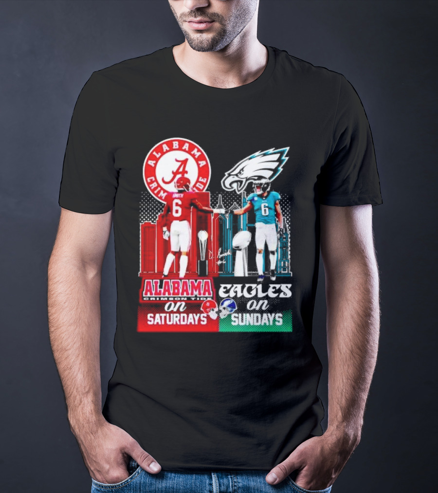 Alabama Crimson Tide Saturdays And Philadelphia Eagles Sundays Smith T-Shirt