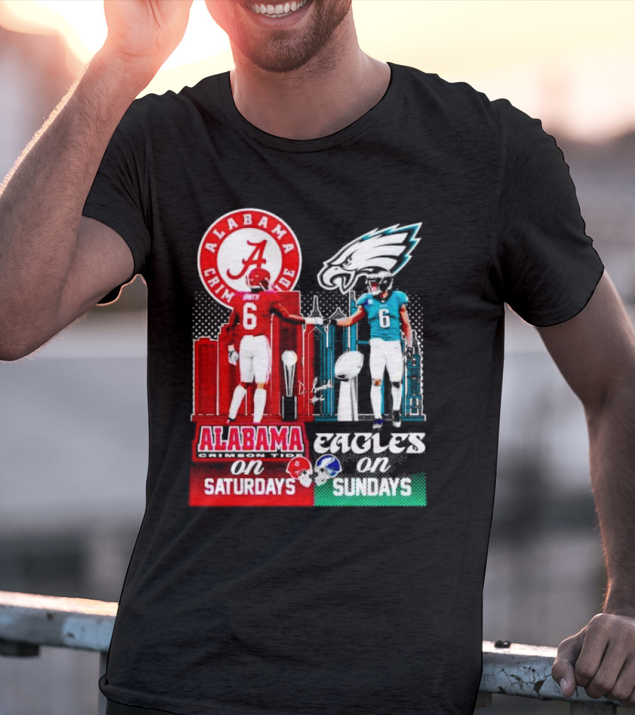 Alabama Crimson Tide Saturdays And Philadelphia Eagles Sundays Smith T-Shirt
