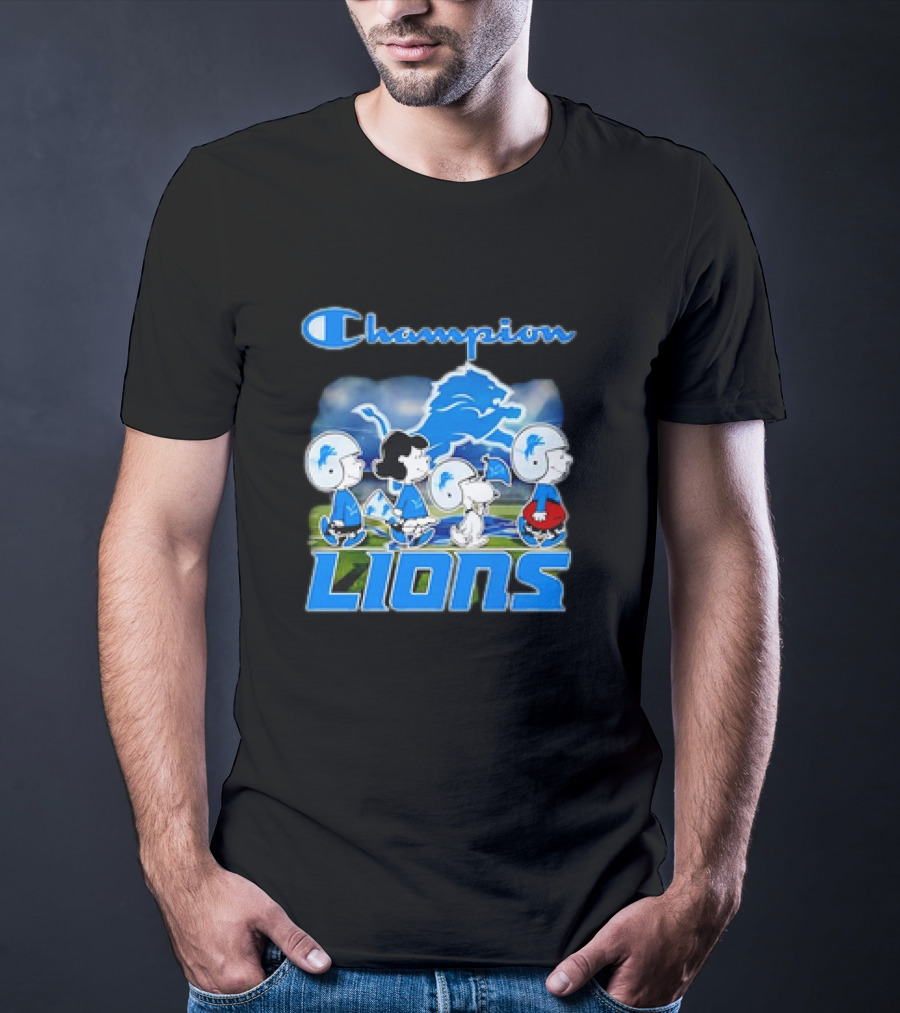 Champion Lions Snoopy Charlie Brown And Friends Detroit T-Shirt