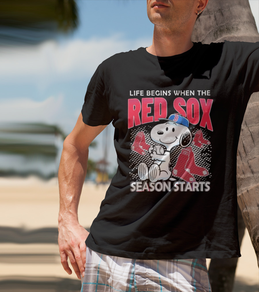 Snoopy Life Begins When The Red Sox Season Starts T-Shirt