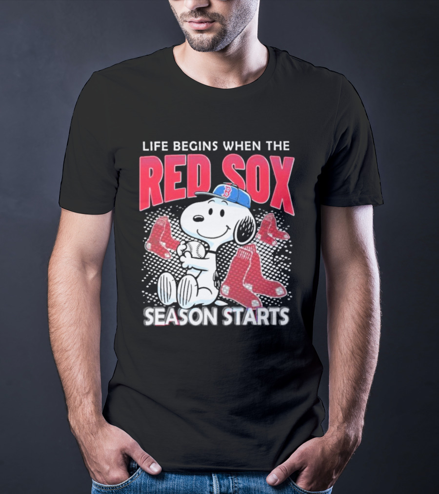 Snoopy Life Begins When The Red Sox Season Starts T-Shirt