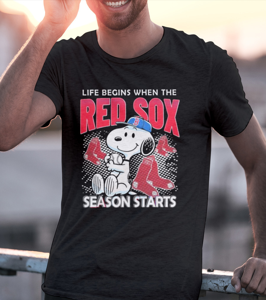 Snoopy Life Begins When The Red Sox Season Starts T-Shirt