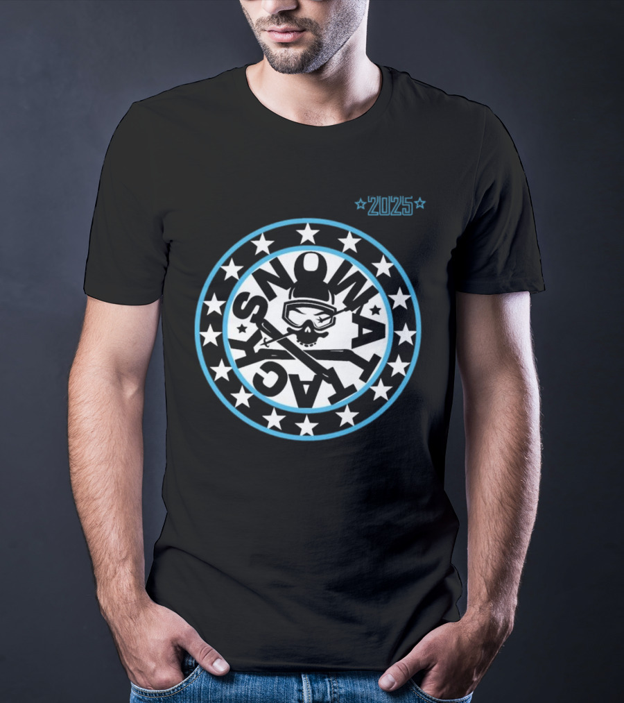 Snowattack Festival 2025 Skull Goggles And Crossed Skis Star Circle T-Shirt