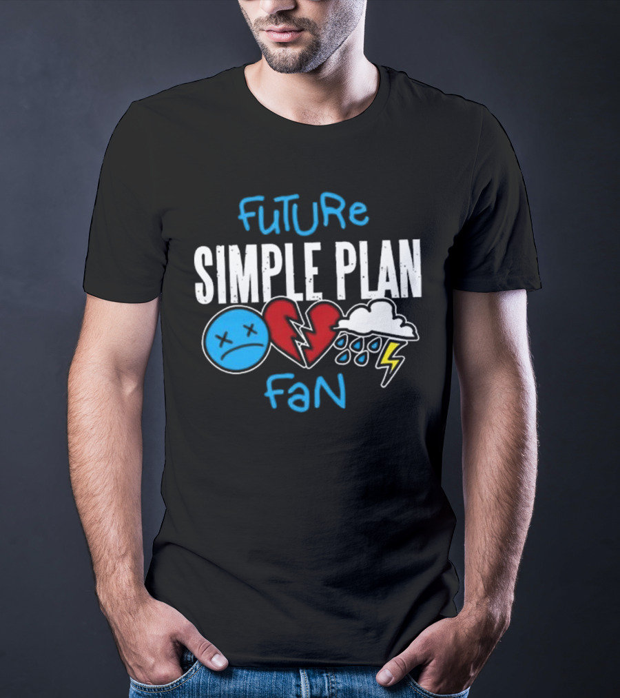 Future Simple Plan Fan With Emojis Of Heart And Lightning Cloud T-Shirt