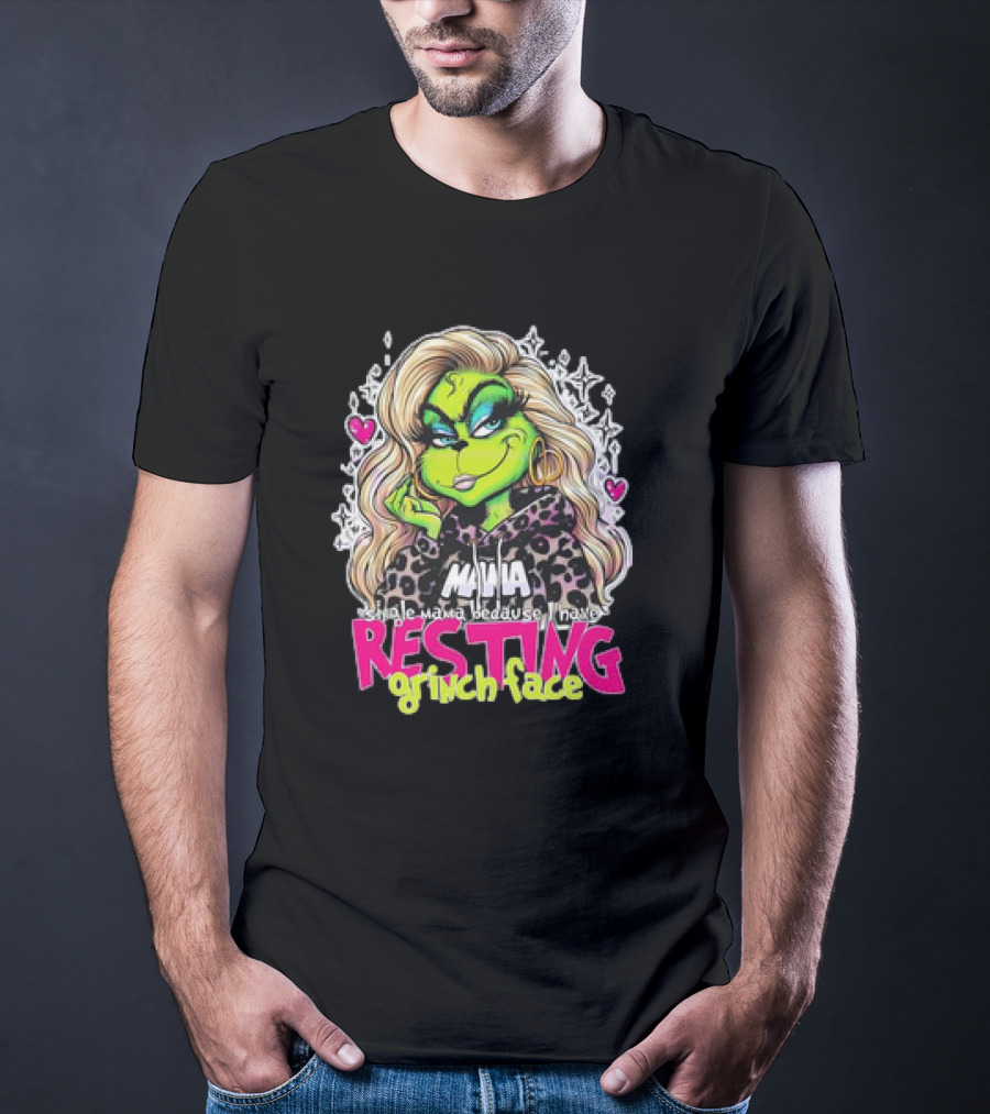 Single Mama Resting Grinch Face With Blonde Hair And Hearts T-Shirt