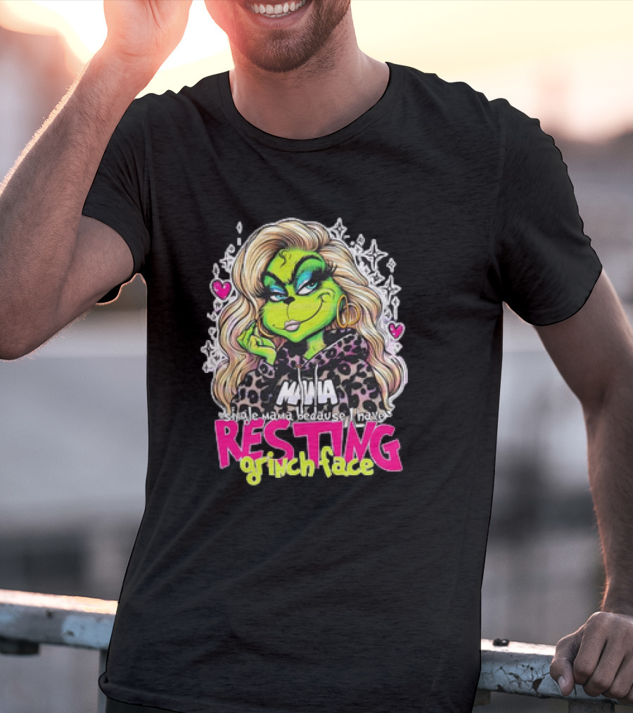 Single Mama Resting Grinch Face With Blonde Hair And Hearts T-Shirt