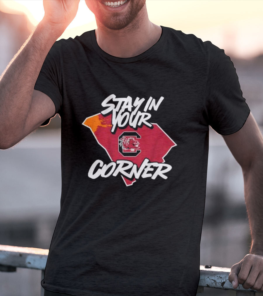 South Carolina Football Stay In Your Corner Gamecock Logo And State Map T-Shirt