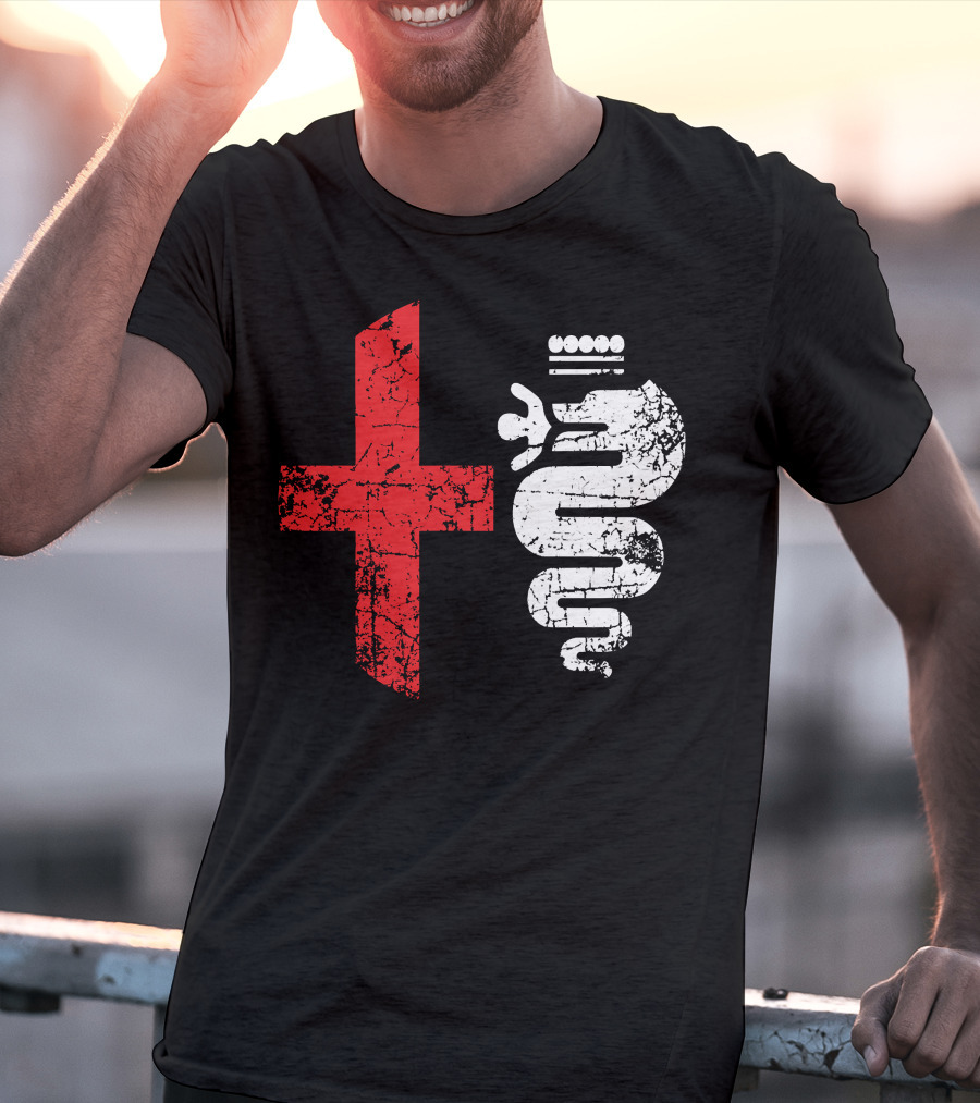Alfa Car Drivers Stylish Grunge Red Cross Serpent T-Shirt