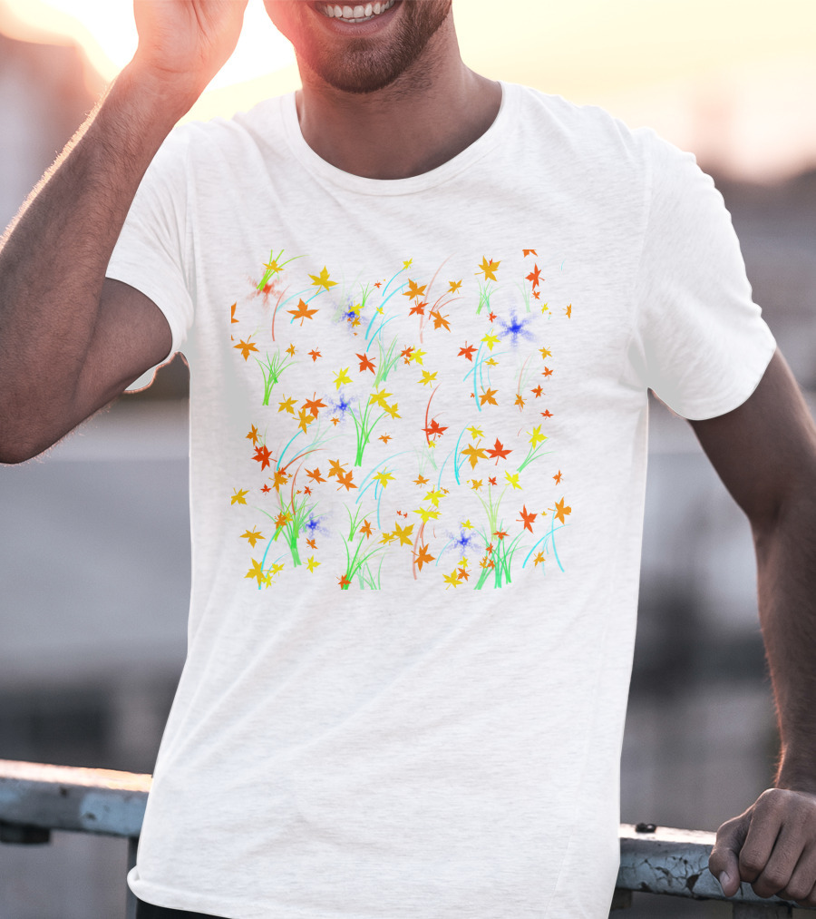 M #019 Colorful Autumn Leaves And Grass T-Shirt