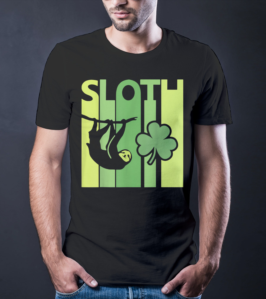 Lucky Sloth Hanging Irish Vintage Shamrock St Patrick's Day T-Shirt