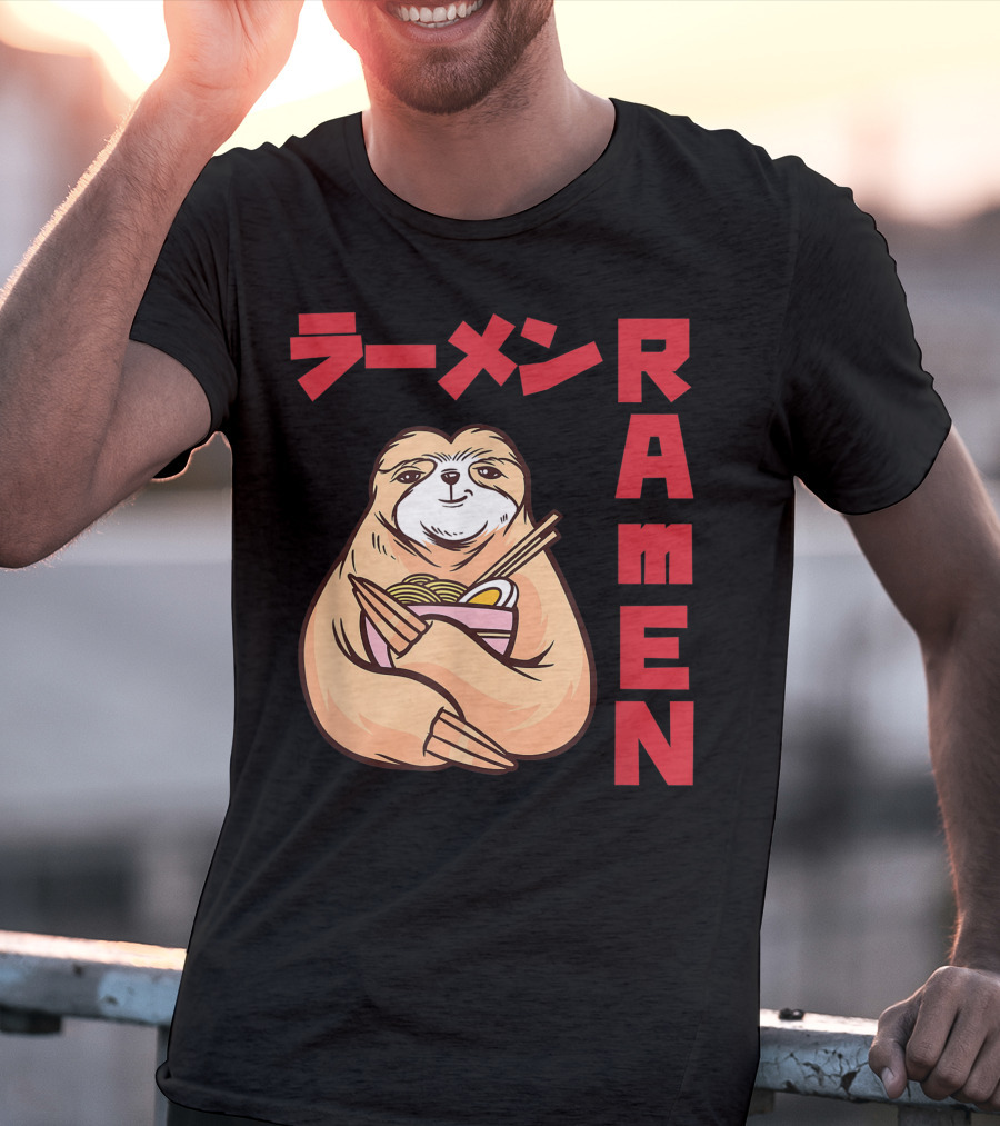 Kawaii Ramen Sloth Anime Noodles Japanese Sketching T-Shirt