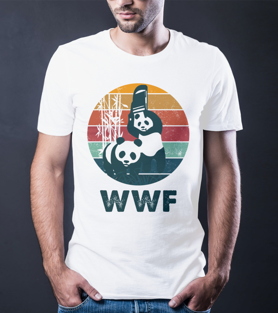 WWF Panda Retro Bamboo Scene T-Shirt