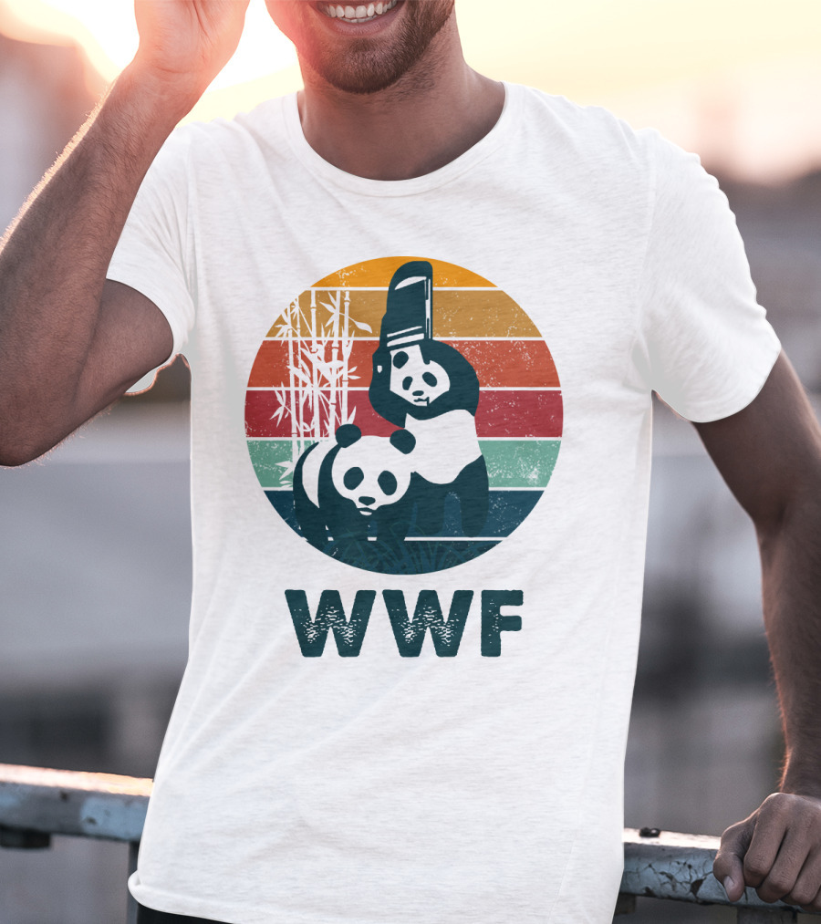 WWF Panda Retro Bamboo Scene T-Shirt