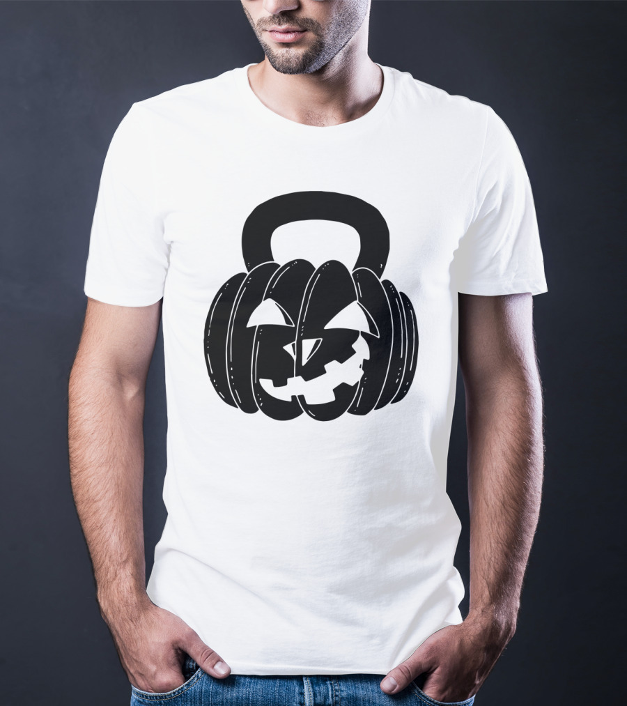 Pumpkin Halloween Kettlebell Fitness Jack-O'-Lantern T-Shirt