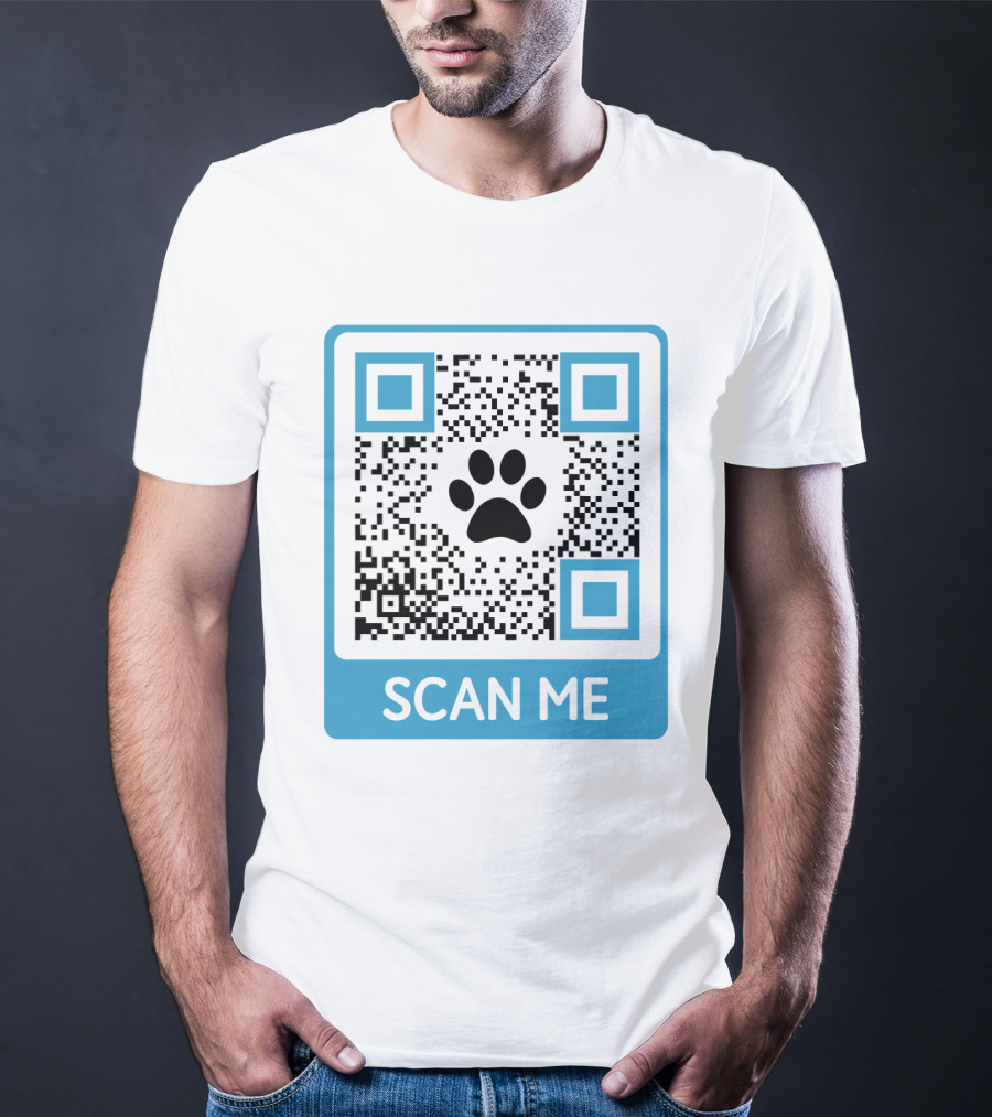 Scan Me QR Code With Dog Paw T-Shirt