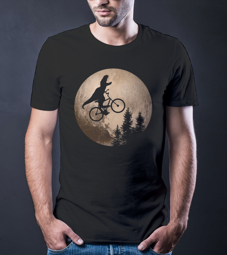 T Rex Riding A Bicycle Across Pluto T-Shirt
