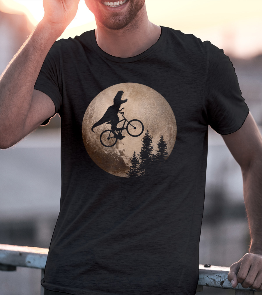 T Rex Riding A Bicycle Across Pluto T-Shirt