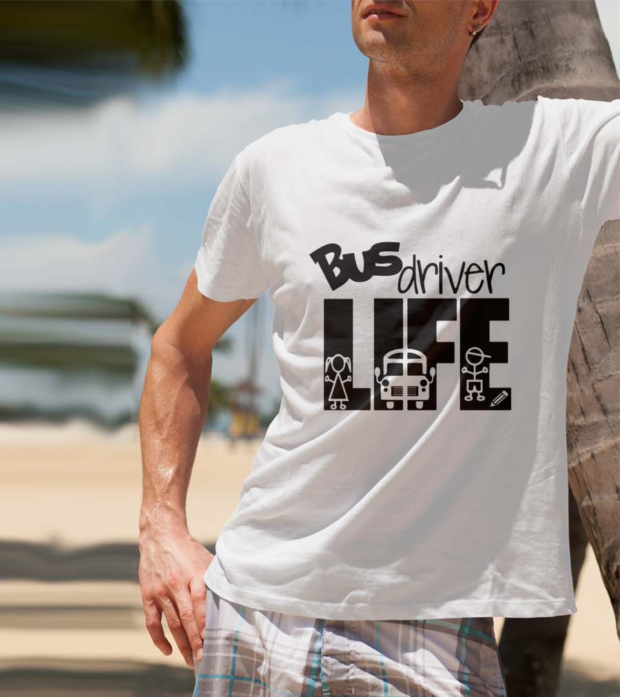 Bus Driver Life With Kids And School Bus Elements T-Shirt